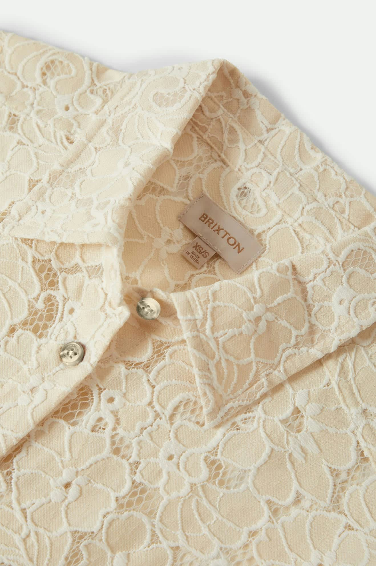 Women's East Side Boxy L/S Button Down in the color Whitecap - Additional Laydown image