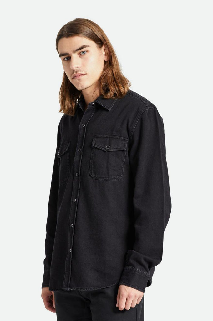 Brixton Wayne Stretch L/S Woven Shirt - Washed Black