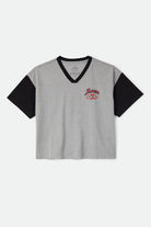 Women's Winners Circle Boxy Football T-Shirt in the color Heather Grey/Black - Front Product View