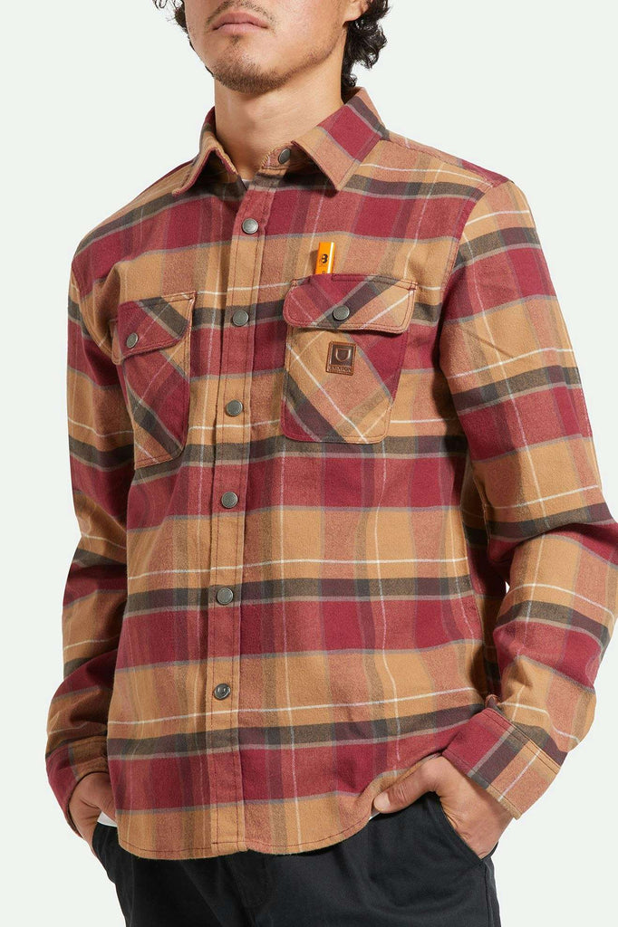 Men's Lifestyle 1 | Builders Bowery Stretch Water Resistant L/S Flannel - Woodsmoke/Cordovan Red/Washed Black