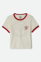 Women's Ford Mustang Baby Ringer T-Shirt in the color Wimbledon White - Front Product View