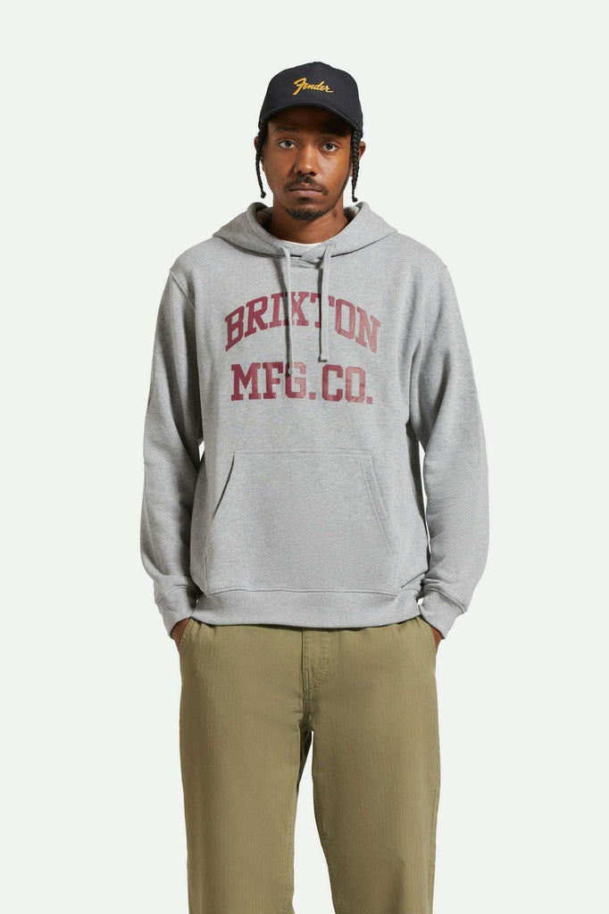 Men's Fit, front | Varsity Broken In Hoodie - Heather Grey