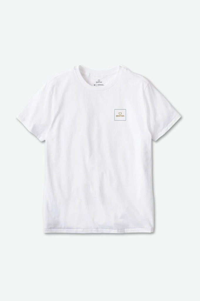 Brixton Alpha Square S/S Standard Tee - White/Ocean Blue/Golden Brown