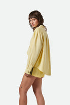Women's East Side Boxy L/S Button Down in the color Panna Cotta - Women's Side View