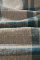 Men's Charter Linen Blend S/S Shirt in the color Beige/Azure Blue Plaid - Additional Laydown image