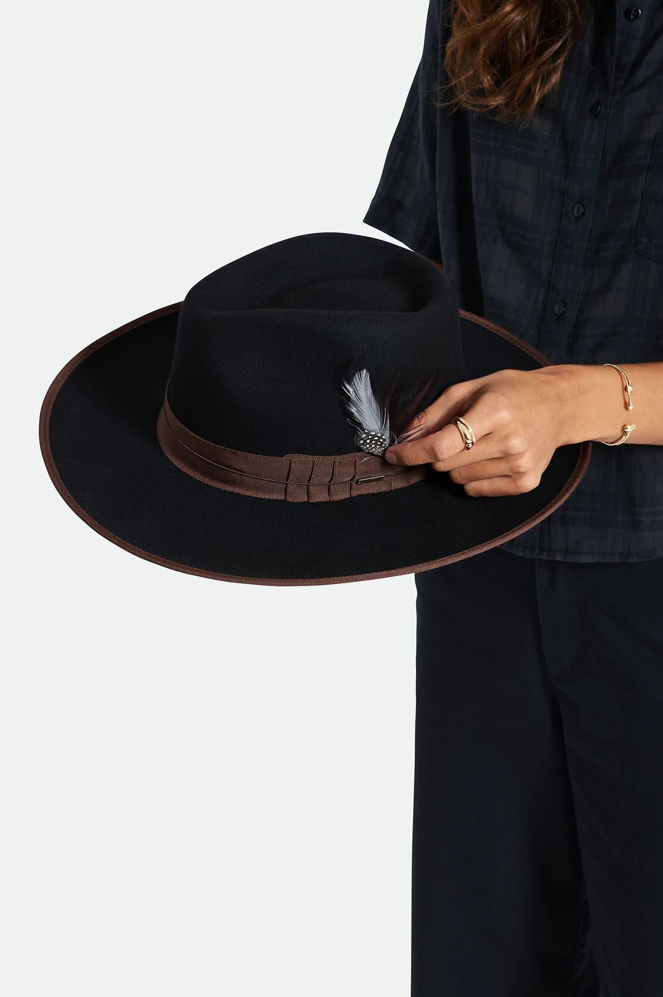 Unisex Brixton Hat Feather in the color Burnt Henna/Black - Women's Side View