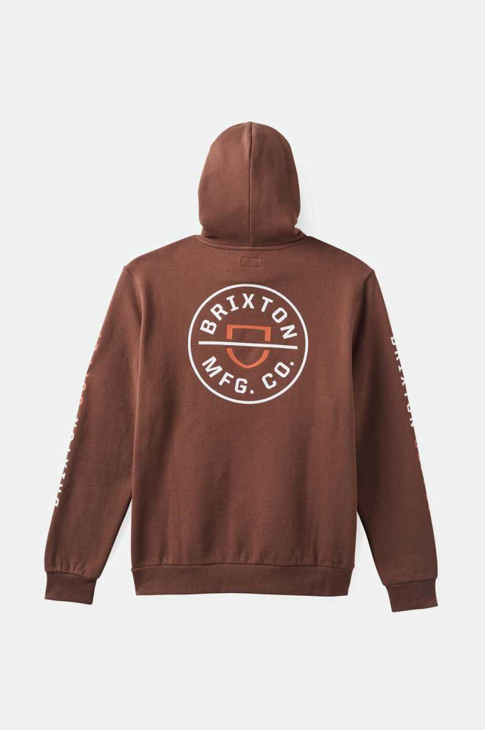 Brixton Crest Hoodie - Pinecone Brown/Rust Orange/White