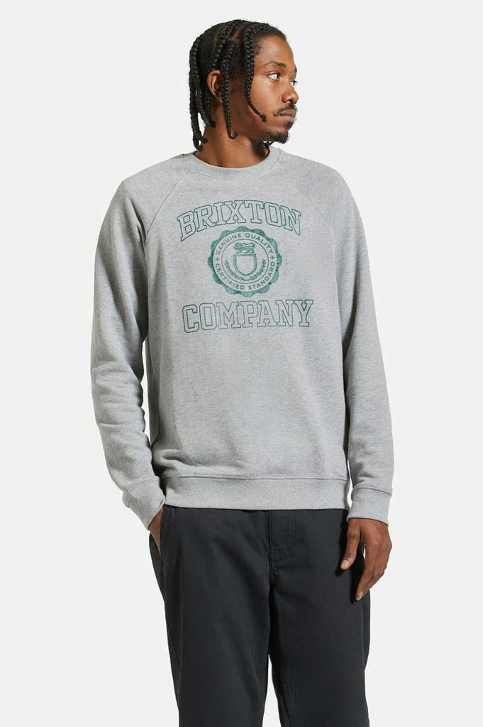 Brixton University Broken In Crew - Heather Grey/Pine Needle