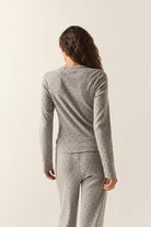 Women's Off Duty Pointelle Knit Top in the color Heather Grey Ditsy Floral - Women's Back View