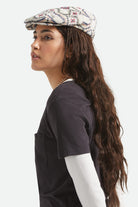 Unisex Hooligan Flat Cap in the color Digi Tile Flannel - Women's Side View