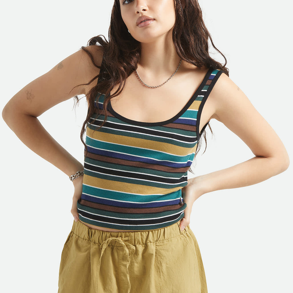 Women's Ringer Organic A-Tank in Multi Retro Stripe – Brixton Canada