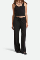 Women's Pointelle Lounge Pant in the color Black - Women's Front View
