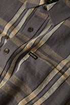 Men's Charter Linen Blend S/S Shirt in the color Charcoal/Beige Plaid - Additional Laydown image