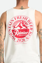 Men's Rainier Beer Run Tank in the color Natural - Additional Fit image