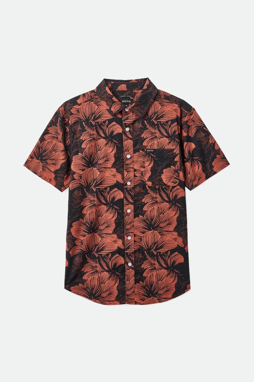 Charter Print S/S Woven Shirt - Washed Black/Terracotta Floral