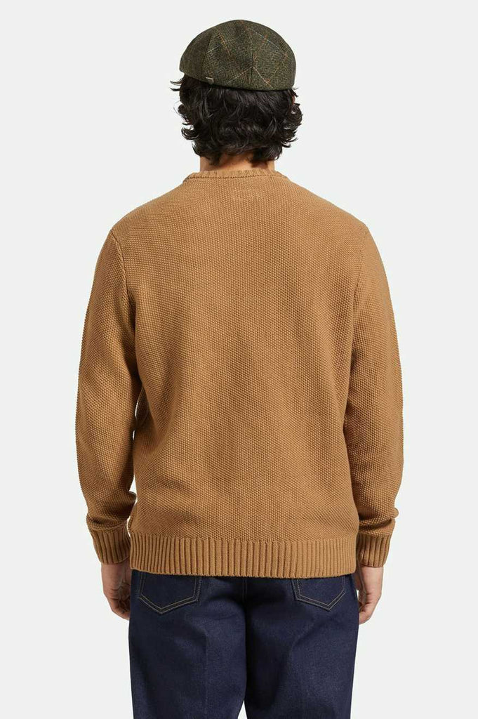 Men's Back Fit Image | Jacques Waffle Knit Sweater - Tiger's Eye