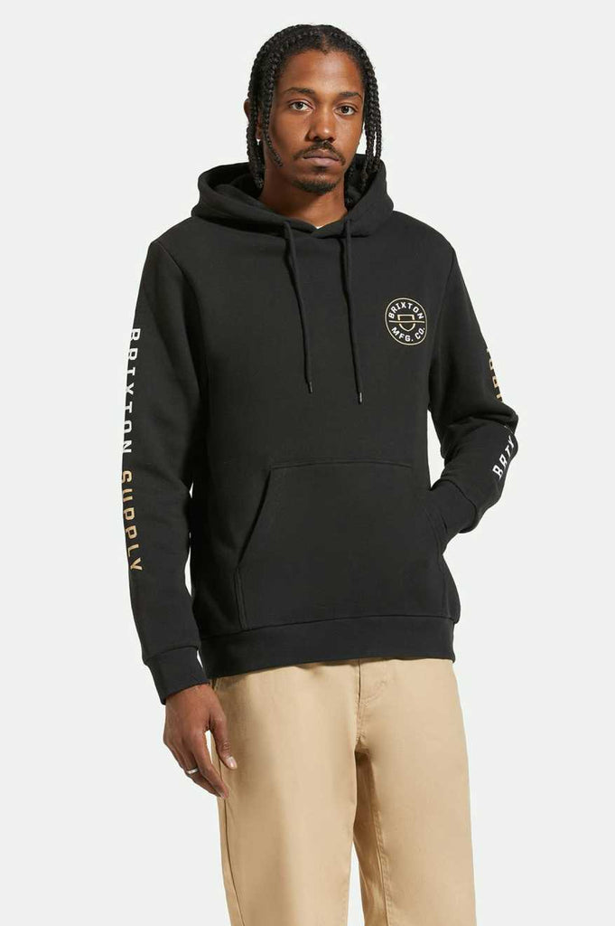 Brixton Crest Hoodie - Black/Sand/White