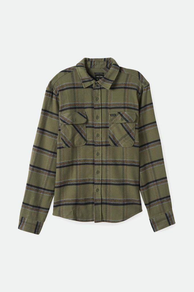 Brixton Bowery Stretch Water Resistant L/S Flannel - Olive Surplus/Black/White