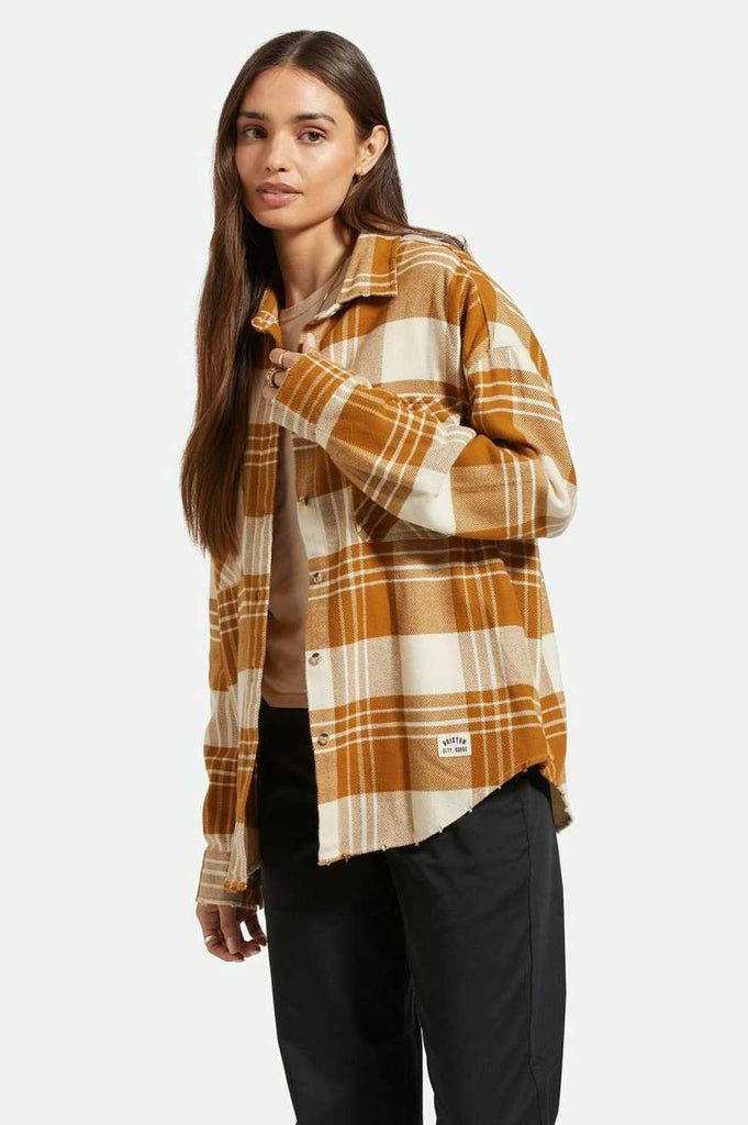 Brixton Bowery Women's Classic L/S Flannel - Washed Copper/Whitecap