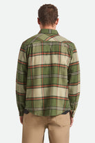 Men's Bowery L/S Flannel in the color Wild Green/Elm/Adrenaline Rush - Men's Back View