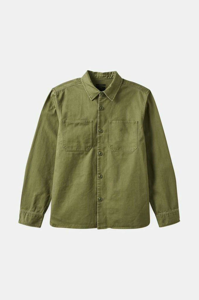 Brixton Selden L/S Overshirt - Olive Surplus Worn Wash