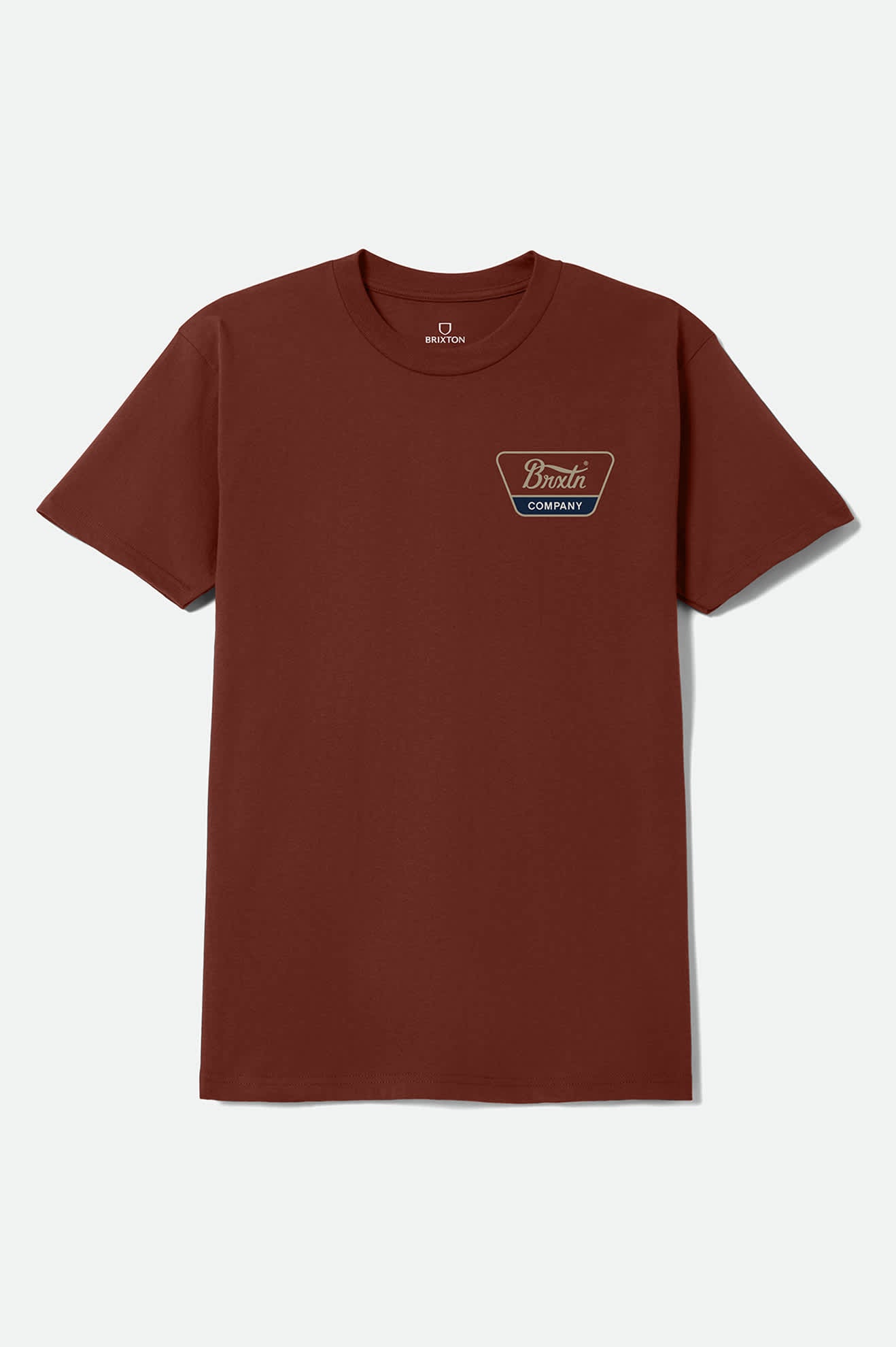 Men's Linwood Standard T-Shirt in the color Dark Brick/Sand/Navy - Front Product View