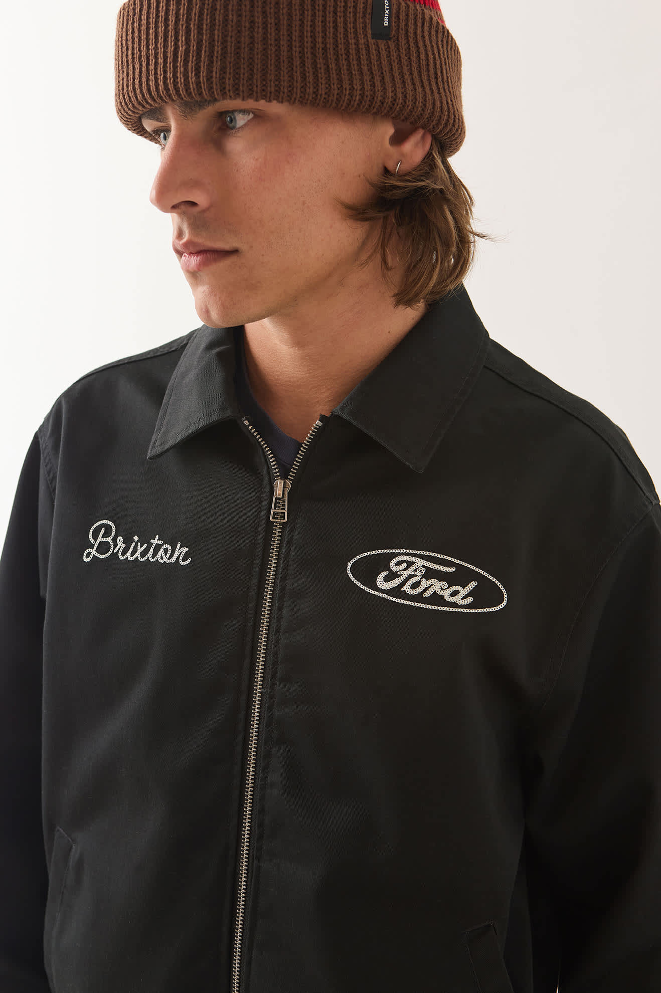 Unisex Ford Built Tough Harrington Jacket in the color Burnt Rubber - Additional Fit image