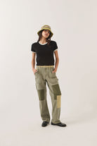 Women's Essex Patchwork Painter Pant in the color Denim Patchwork - Women's Front View