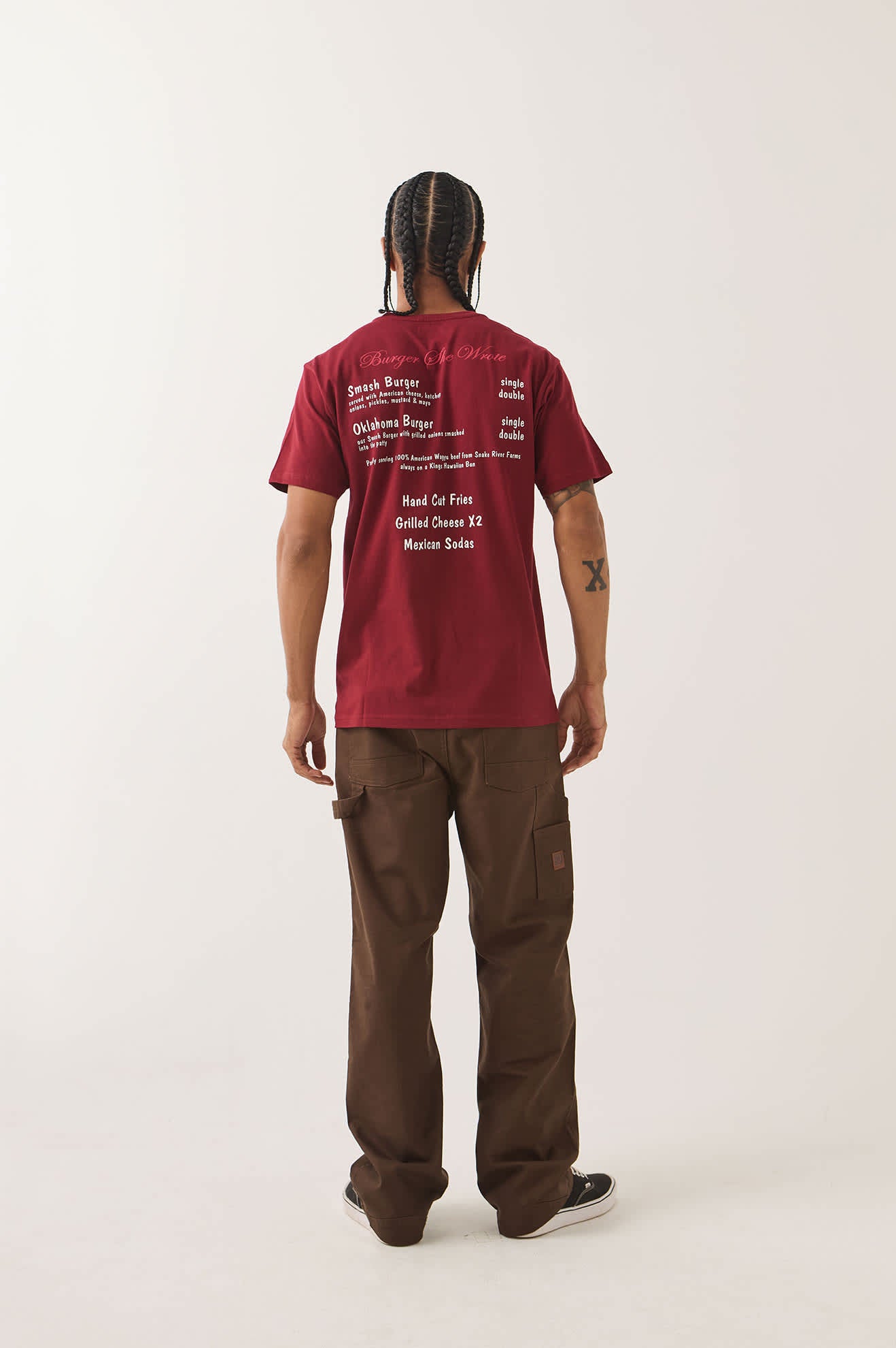 Men's Burger She Wrote Pocket T-Shirt in the color Burgundy - Additional Fit image