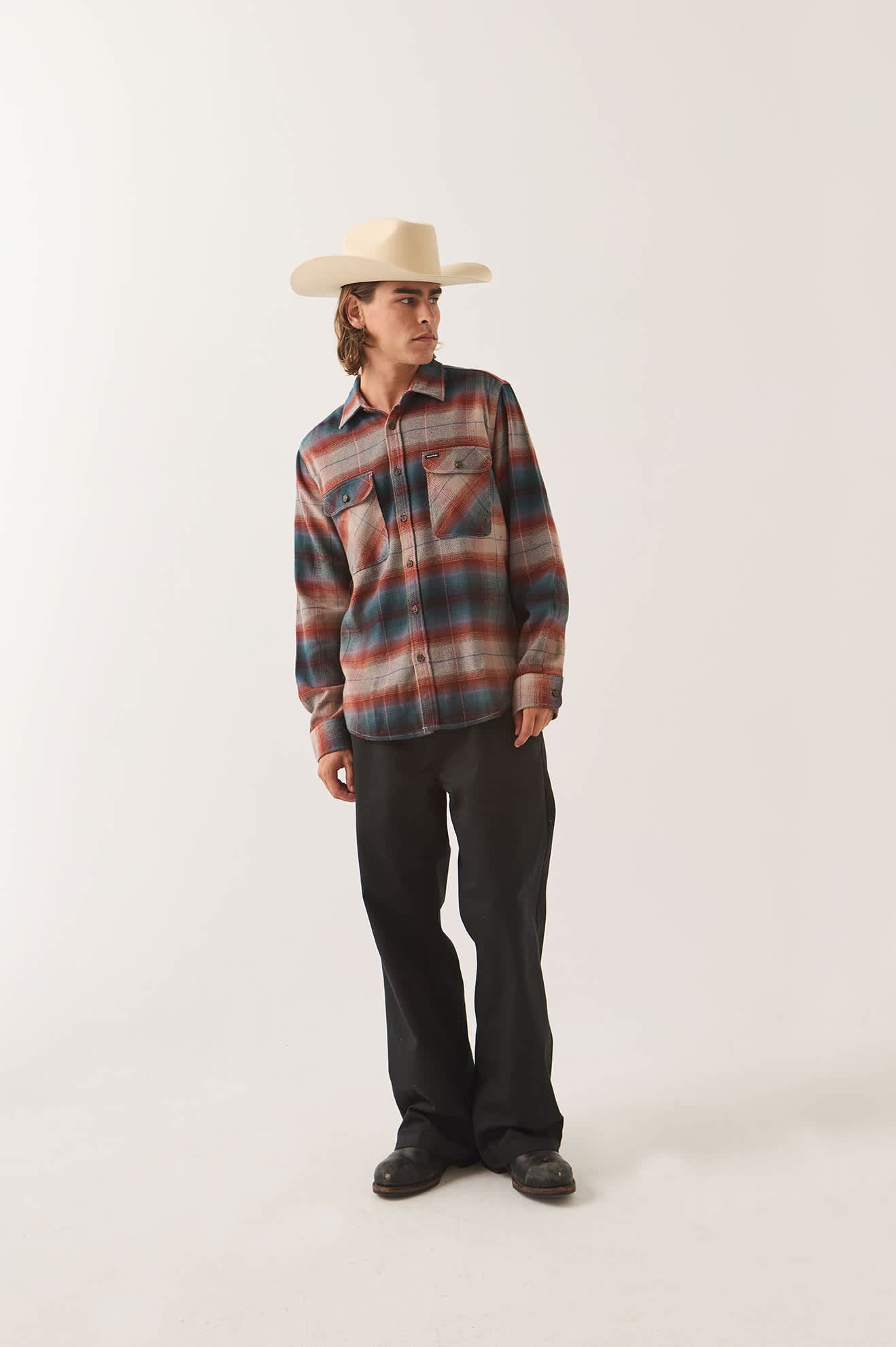 Men's Bowery Flannel in the color Multi Shadow - Men's Front View