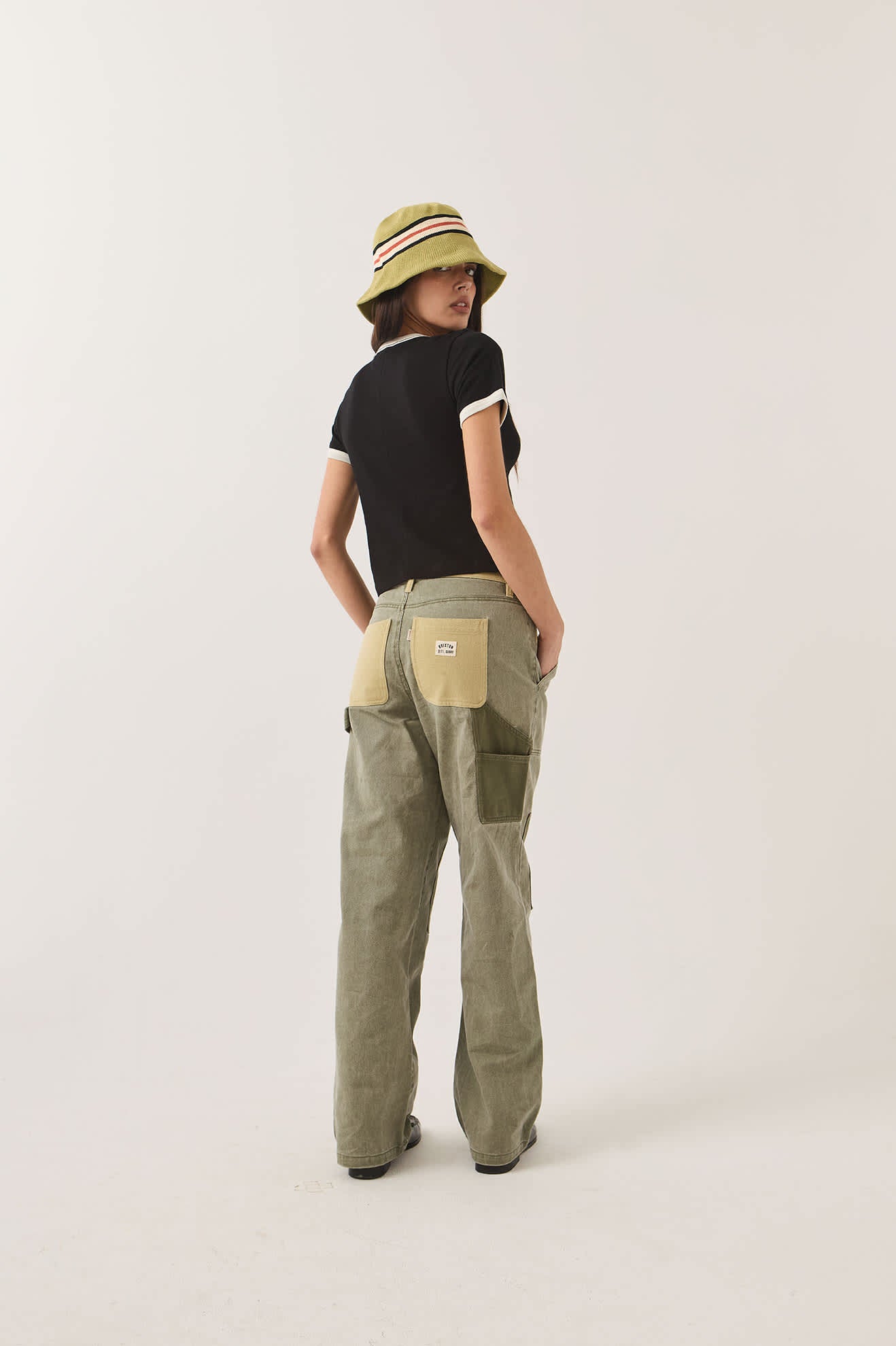 Women's Essex Patchwork Painter Pant in the color Denim Patchwork - Women's Back View