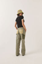 Women's Essex Patchwork Painter Pant in the color Denim Patchwork - Women's Back View