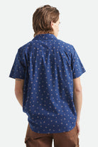 Men's Charter Print Short Sleeve Shirt in the color Midnight Blue Geo - Men's Back View