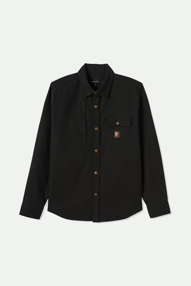 Men's Builders Stretch Long Sleeve Overshirt in Washed Black