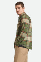 Men's Bowery L/S Flannel in the color Wild Green/Elm/Adrenaline Rush - Men's Side View