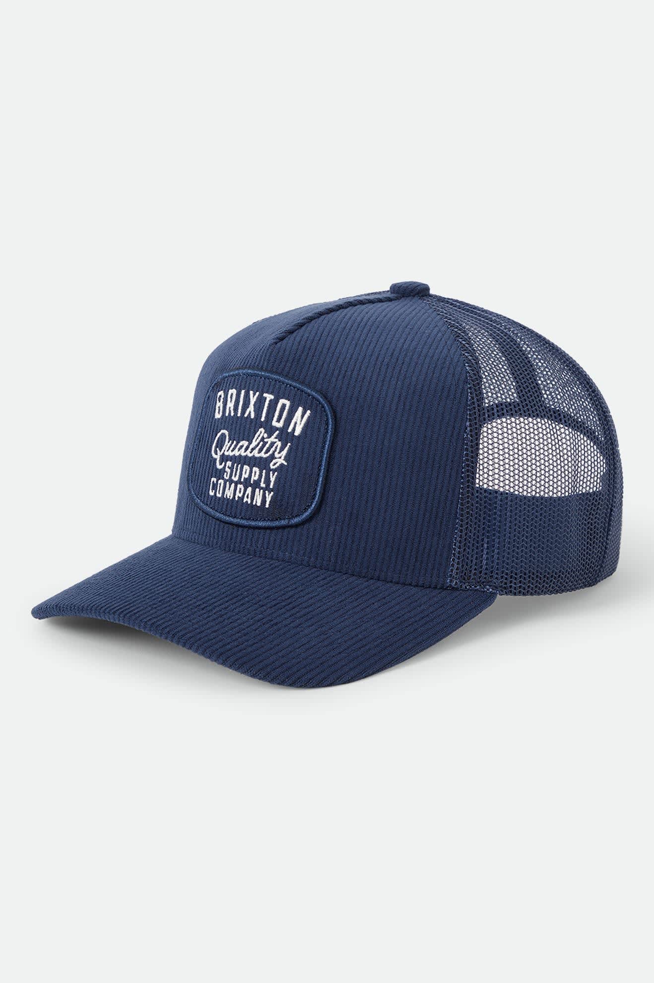 Unisex Hubal Trucker Hat in the color Dark Navy Corduroy - Front Product View