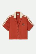 Women's Silky S/S Bowling Button Down in the color Burnt Brick - Front Product View