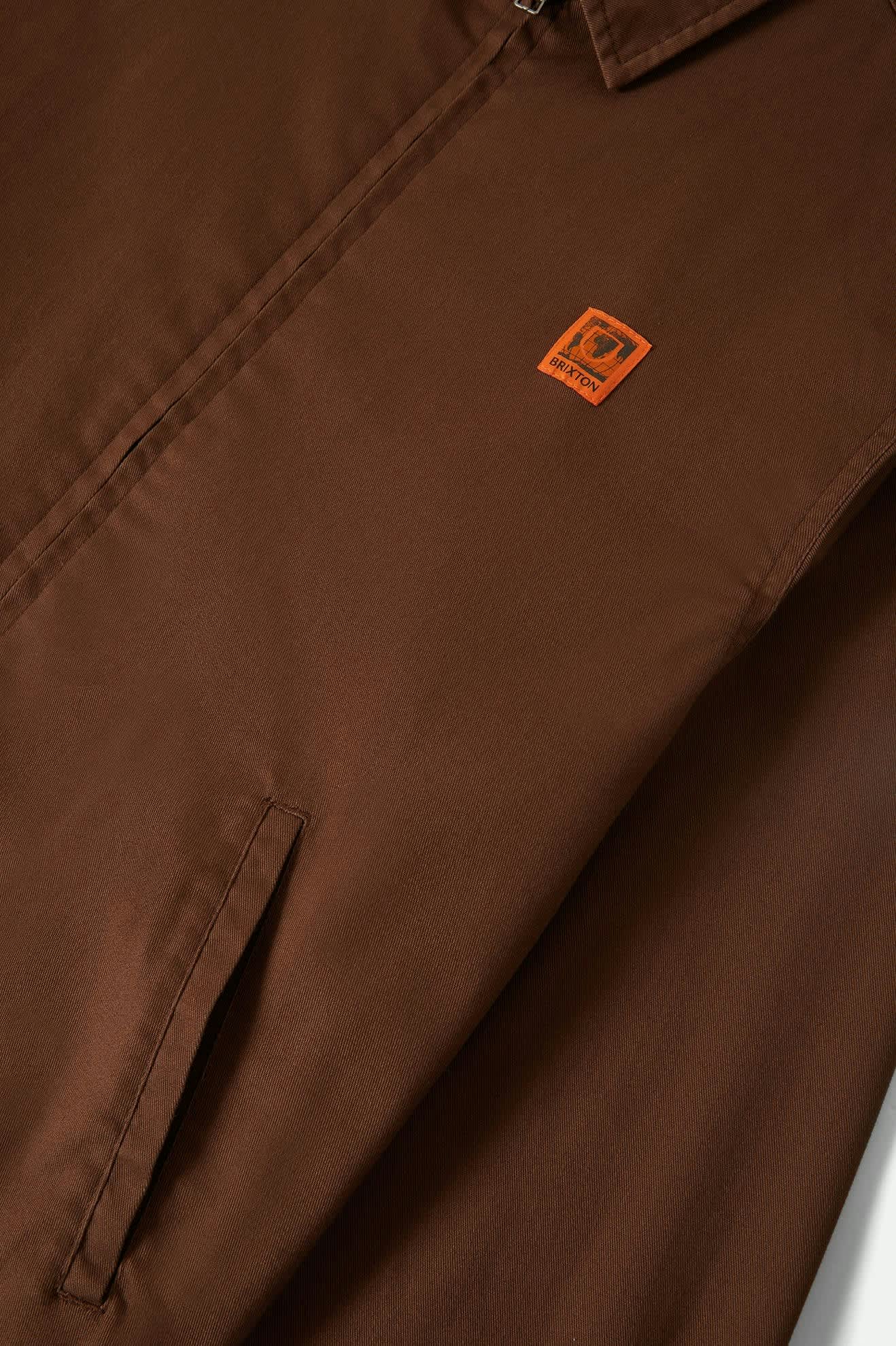 Men's Union Relaxed Harrington Jacket in the color Pinecone Brown - Additional Laydown image