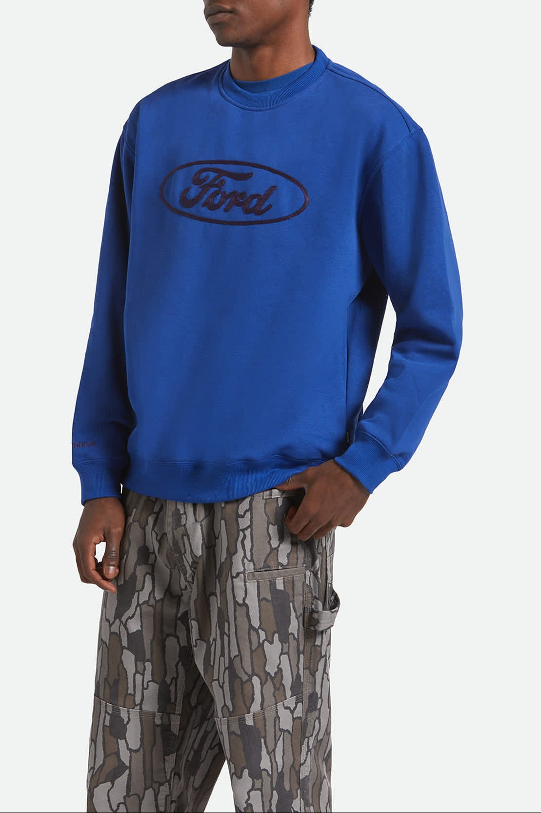 Men's Ford Number One Relaxed Fleece Crew in the color Ford Blue - Men's Front View