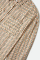 Women's Wayne Women's Shirt in the color Sand Stripe - Additional Laydown image