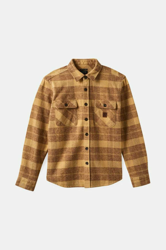 Brixton Bowery Heavyweight L/S Flannel - Curry Yellow/Pinecone Brown