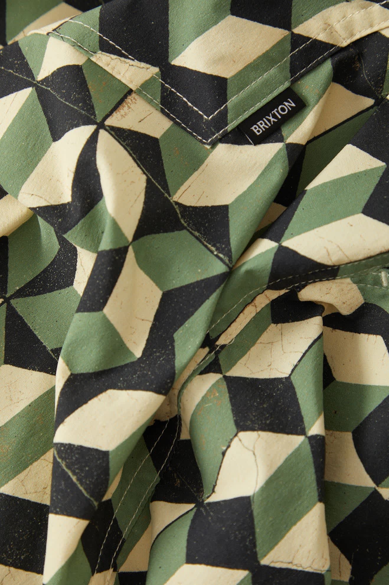 Men's Burger She Wrote Hybrid Short in the color Black/Green Tile - Additional Laydown image