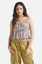 Women's The Abigail Tie Top in the color Worn In Robust Red Stripe - Women's Front View