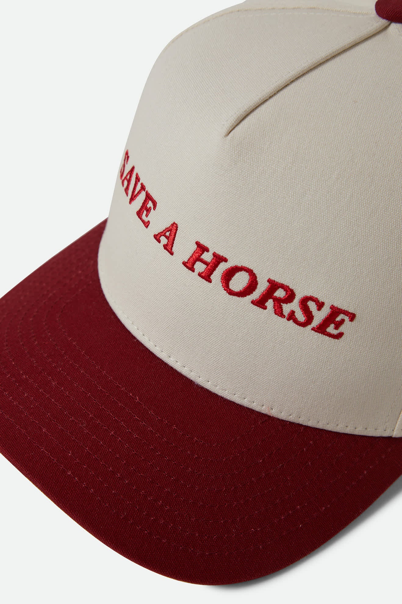 Women's Save A Horse Netplus Snapback in the color Crimson/Off White - Additional Style View