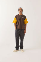 Men's Boxy Baseball T-Shirt in the color Walnut Brown/Golden Hour - Men's Front View
