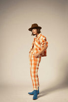 Women's Utopia L/S Overshirt in the color Tangerine Gingham - Additional Fit image