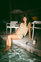 Women's Carefree Organic Garment Dyed Lounge Short in the color Pale Khaki - Men's Lifestyle image