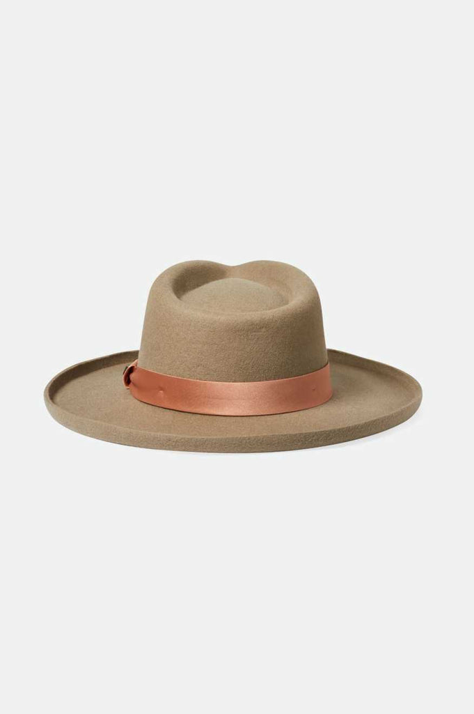 Brixton Victoria Felt Fedora - Timberwolf/Rose Gold Satin