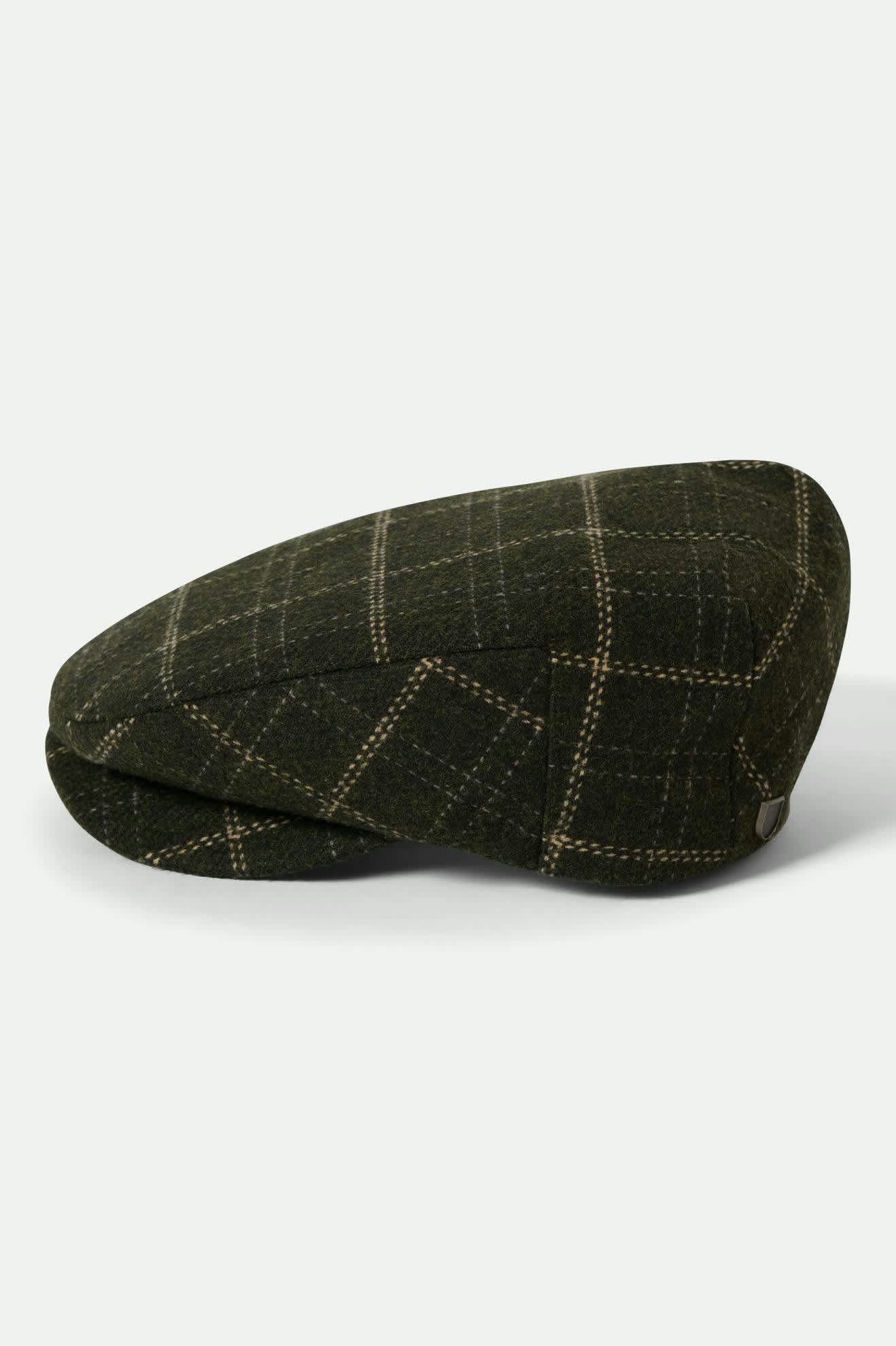 Unisex Barrel Flat Cap in the color Moss/Sand - Additional Laydown image