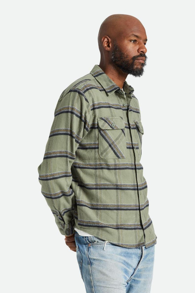 Brixton Bowery Stretch Water Resistant L/S Flannel - Olive Surplus/Black/White